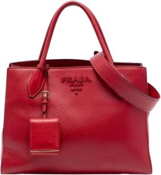 Prada Pre-owned Vintage Satchel - Dames - Vintage Handtas - Rood - ONE Size - Leer - Vintage