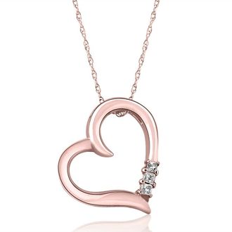 Pompeii3 Princess Cut Diamond Heart Necklace Pendant White Yellow or Rose Gold 3/4 Tall