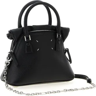 Maison Margiela Womens Top Handle Bag Black Calfskin Leather