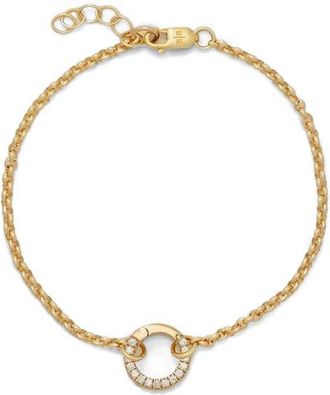 Made by Mary Rolo Charm Bracelet with CZ Link Lock in Gold Filled at Nordstrom, Size 8