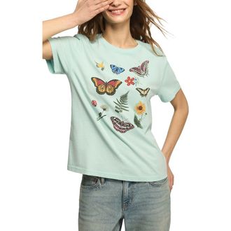 Lucky Brand Embellished Boyfriend Boyfriend T-Shirt in Aqua Blue at Nordstrom, Size Xx-Large