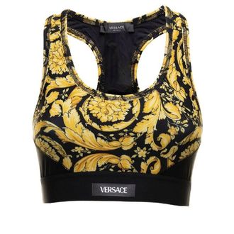 Versace Barocco Print Gym Sports Bra, Size Large