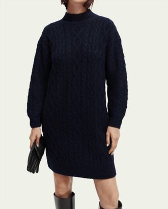 Scotch & Soda Cable-Knit Sweater Mini Dress In Navy Blue