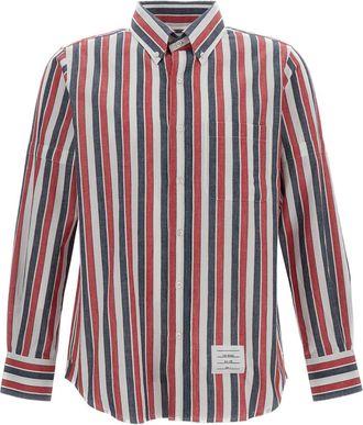Thom Browne Multicolor Striped Relaxed Fit Linen-Cotton Thom Browne Shirt