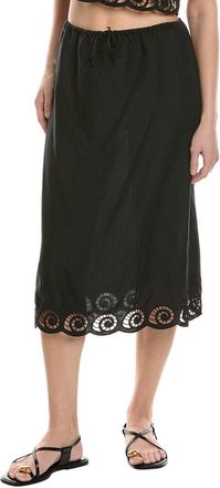 Onia Air Linen-Blend Scallop Midi Skirt