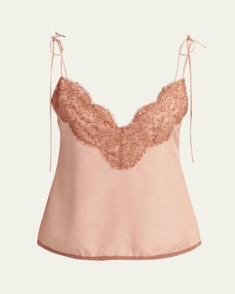 Valentino Garavani Lace-Trim Silk Cami Top