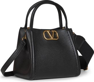 Valentino Garavani Womens Handbag Alltime Black Calf Leather Handbags Hand Bags