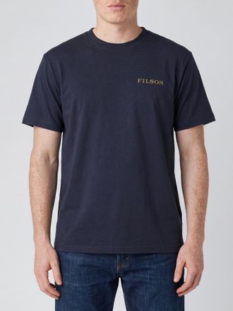 Filson T-shirt a girocollo in cotone con logo a contrasto sul davanti