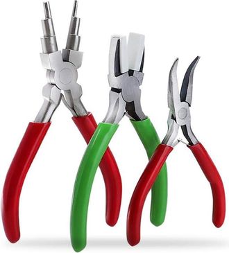 OEM Juego De 3 Alicates Para Joyer&iacute;a, Incluyendo Alicates De Punta Fina Curvada, Herramienta 6 En 1 Para La Fabricaci&oacute;n De Pendientes Y Joyas