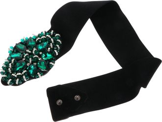 Frcolor Rhinestone Elastic Waist Belt for Women Decorative Stretch Cummerbund in Jewel Green Lightweight Waistband for Dressy Occasions and Casual Gatherings
