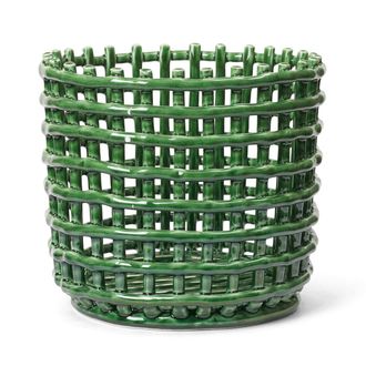 Ferm Living Keramik Korb, gross, emerald green