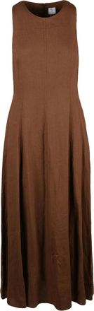 Eleventy Brown Long Flared Linen Dress