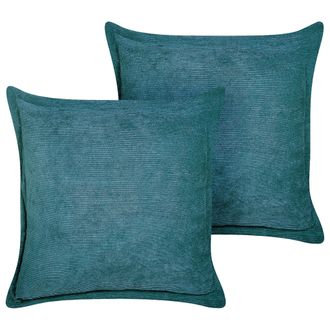 Beliani Beliani - Conjunto De 2 Cojines De Pana Verde Azulado 43 X 43 Cm Sala De Estar Zinnia