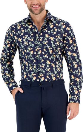 Bar III Shirt Mens Multi Printed Slim Fit Long Sleeve Button Up FTS344