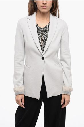 Fabiana Filippi Blended Wool Blazer with Shimmer Ribbed Cuffs size 38