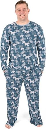 Leveret Mens Viscose Matching Family Holiday Pajamas, Reindeer & Polar Bear Prints at Nordstrom, Size Xx-Large