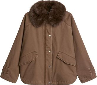 Marc O'Polo Geweven Outdoor Jas - Dames - Winterjassen - Bruin - M - Katoen - Jassen