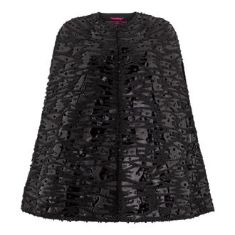 Valentino Garavani Ponchos, female, Black, XS, Silk Cape with Applications