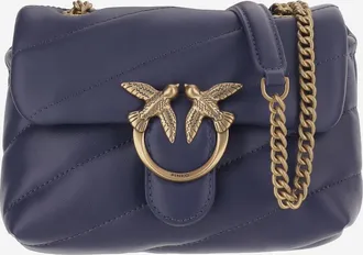 Pinko Womens Love Baby Puff Shoulder Bag Purple Leather