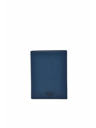 Emporio Armani Blue Polyurethane Saffiano Cardholder