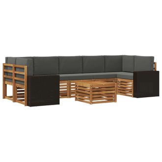 vidaXL Conjunto De Sof&aacute;s De Exterior 8 Uds. Natural Y Antracita Vidaxl