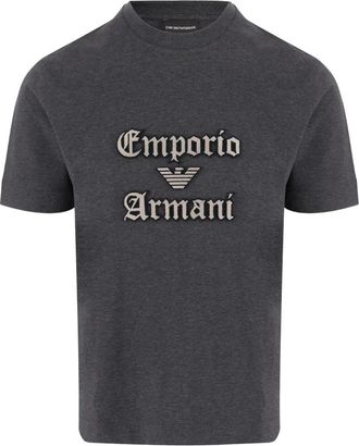 Emporio Armani Katoenen T-shirt met Logo - Heren - T-shirts - Grijs - M - Katoen - Tops