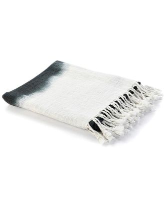LR Home Lr Home Jute Black Shibori Slab Throw Blanket With Fringe