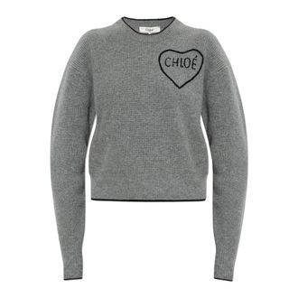 Chloé Dames, Truien, Grijs, Maat: L Wol