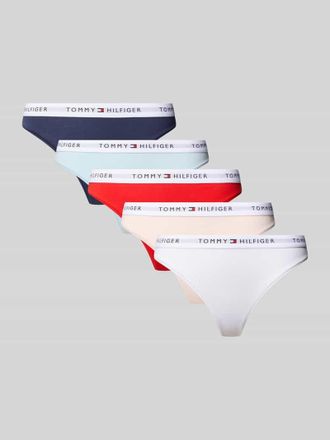 Tommy Hilfiger String mit elastischer Label-Bund im 5er-Pack in Dunkelblau, Gr&ouml;&szlig;e XL