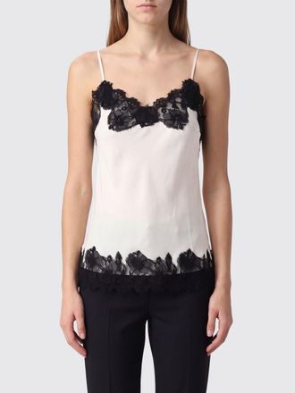 Gold Hawk V-Neck Silk Top with Contrast Lace Inserts