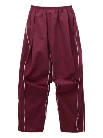 pushBUTTON pleated piped track pants - Red