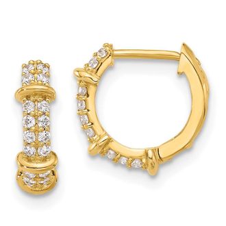 Diamond2Deal 10K Yellow Gold Cubic Zirconia Fancy Hinged Hoop Earrings