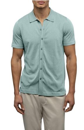 Cuts Riviera Cotton Blend Knit Camp Shirt in Stormy Sea at Nordstrom, Size Xx-Large