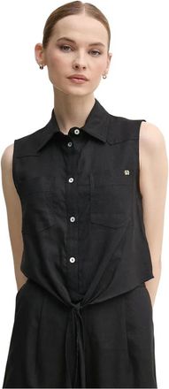 Gaud&igrave; Camicia in Lino - - Blouses & Shirts - Donna - Nero - XS