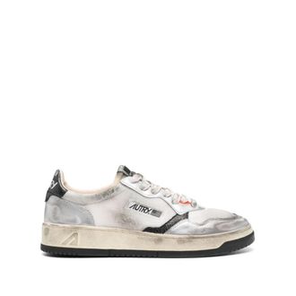 Autry Vintage Zilver Wit Leren Sneakers - Heren - Sneakers - Veelkleurig - 44 EU - Katoen - Schoenen