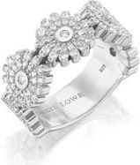 Sheryl Lowe Diamond Daisy Band Ring in Sterling Silver at Nordstrom, Size 7