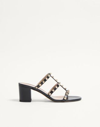 Valentino Garavani Rockstud Calfskin Leather Slide Sandal 60 Mm Wo