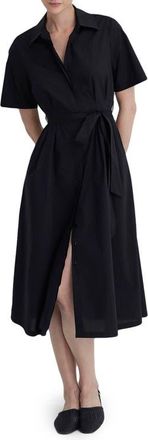 Mavi Cotton Midi Shirtdress in Black at Nordstrom, Size X-Small
