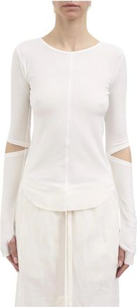 Andrea Ya'aqov Long Sleeve Tops, female, White, Size: S Maglia Girocollo in Modal