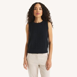 Nautica Womens Cable-Knit Sweater Tank