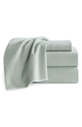 DKNY Washed Linen & Cotton Sheet Set in Sage at Nordstrom, Size California King