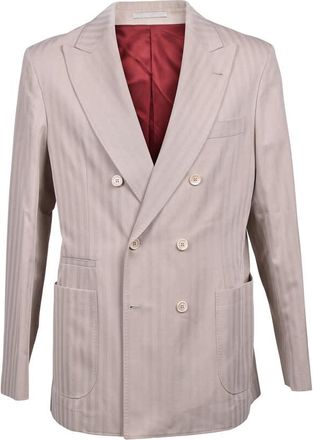 Brunello Cucinelli Taupe Double-Breasted Suit Jacket, Brand Size 50 (US Size 40)