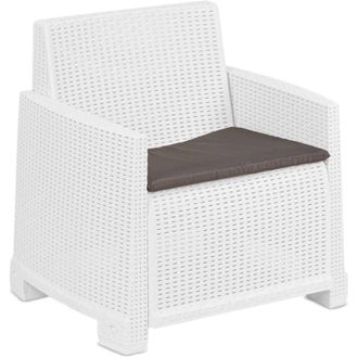 Dmora Poltrona da Esterno Gaby, Braccioli, Cuscini Inclusi Made in Italy, 66x72 cm Bianco