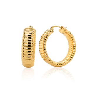 MAX + STONE 14k Gold Resin Filled Electroform Textured Hoop Earrings