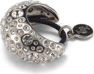 Lelet NY Mini Dome Pavé Cuff Ponytail Holder in Rhodium/Crystal at Nordstrom