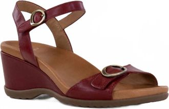 Dansko Womens Arielle Sandal In Red Glazed Kid Leather