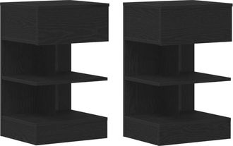 vidaXL Vidaxl - Armario de Noche con cajón 2 pcs Roble negro 40 x 35 x 65 cm
