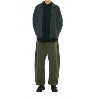 7115 By Szeki Chunky Collared Recycled Wool Cardigan In Gray