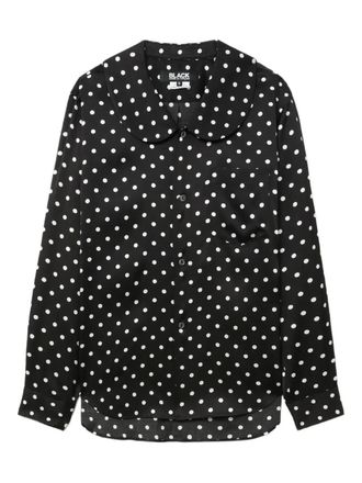 Comme Des Garçons Blouse met stippen en kraag - Zwart