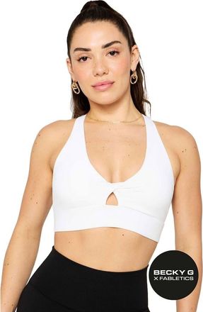 Fabletics Womens Oasis Twist Medium Impact Sports Bra in Classic White at Nordstrom, Size Xx-Large